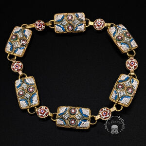 Vintage Italian Micro-Mosaic Panel Bracelet MCM Signed